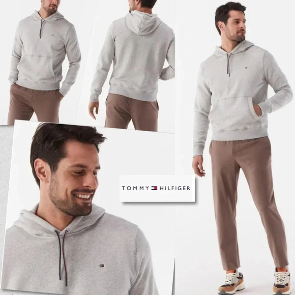 Tommy Hilfiger Men’s Luke Popover Heather Gray Hoodie - Picture 1 of 7